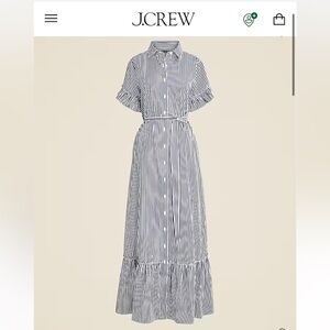 J. Crew Amelia maxi shirt-dress in stripe cotton poplin